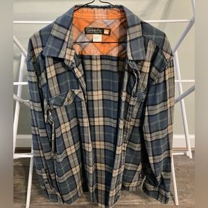Quicksilver button up long sleeve flannel shirt, size-Large.